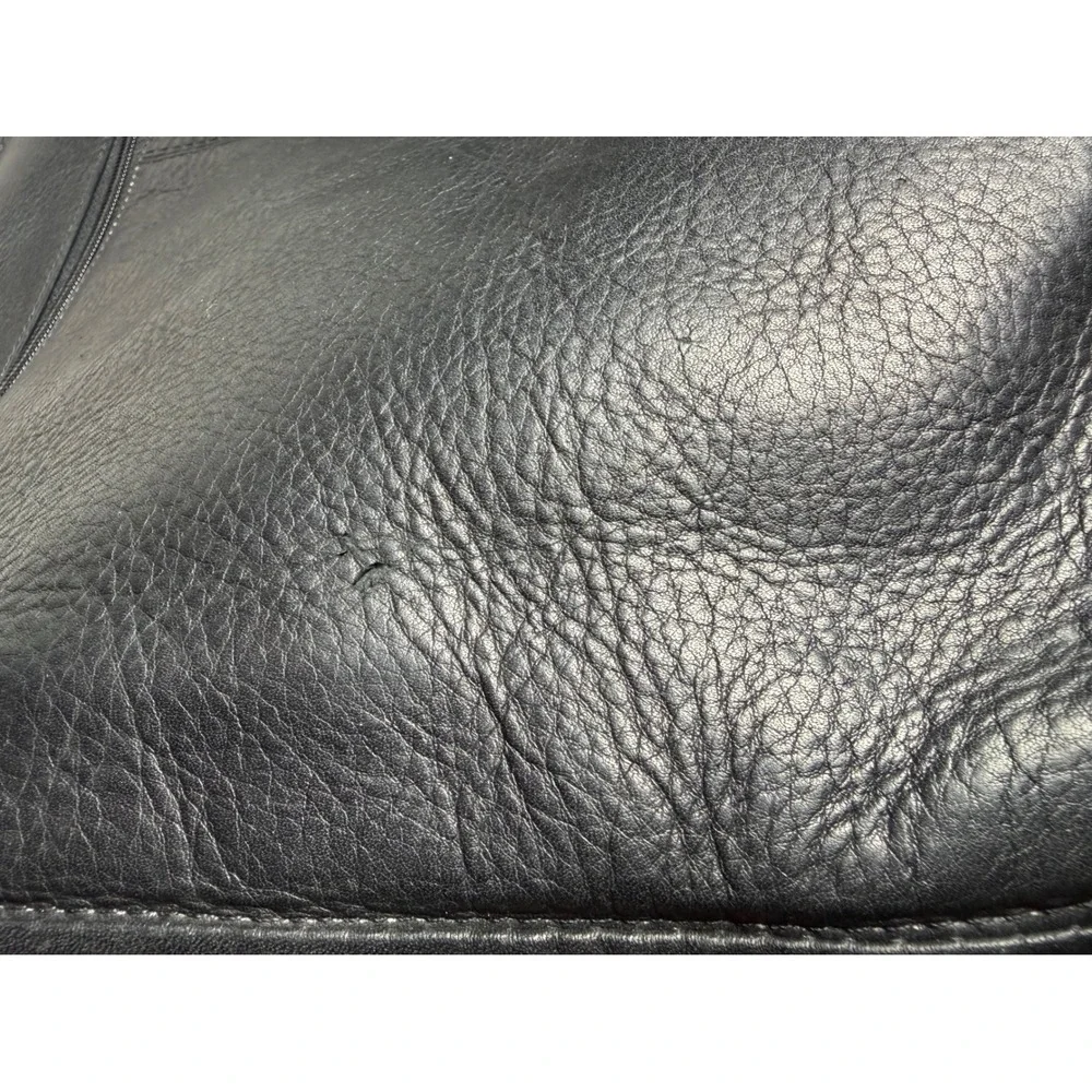 Vintage 90s Black Leather Messenger Unisex Black Large Laptop‎ Bag IMPERFECTIONS